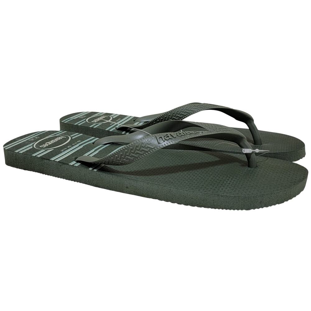 Havaianas Men Top Basic Flip Flop Thong Sandals Size US 9/10 Green Striped AG2